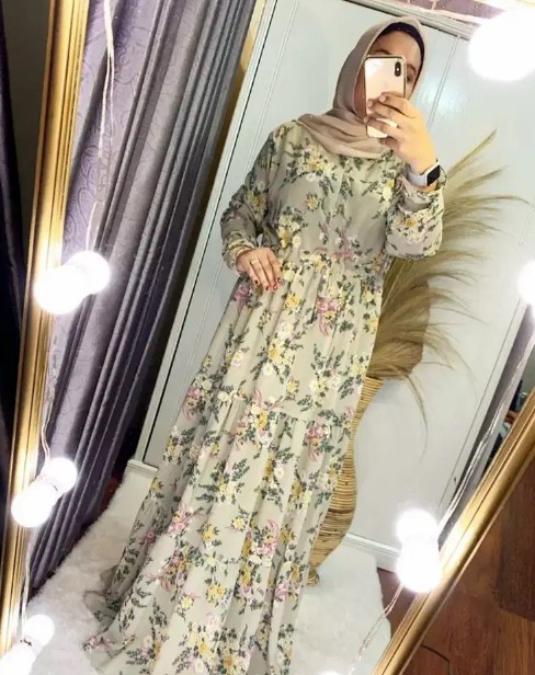 gamis reamaja motif bunga kecil