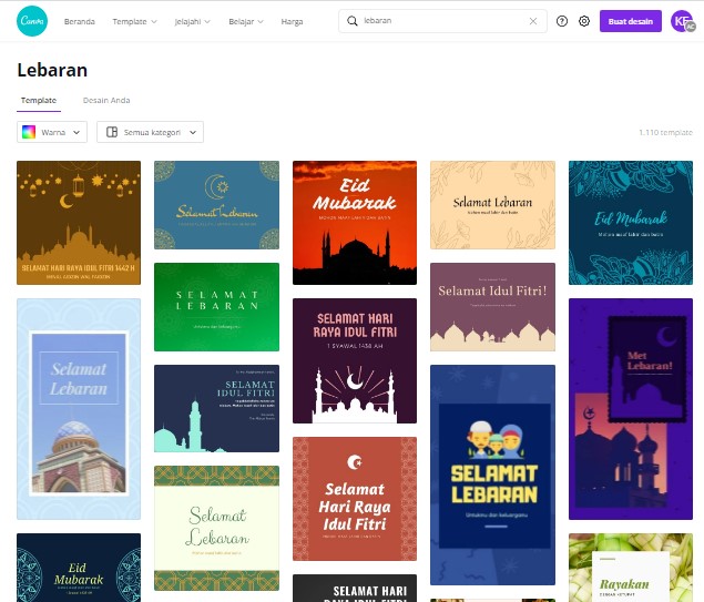 membuat kartu ucapan lebaran di Canva