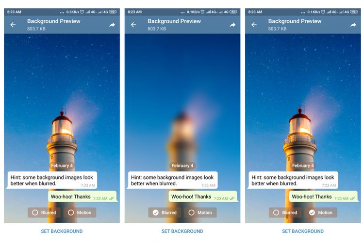 mengganti walpaper telegram