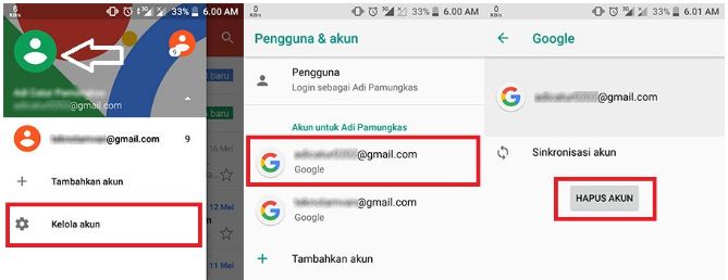 logout akun google di android