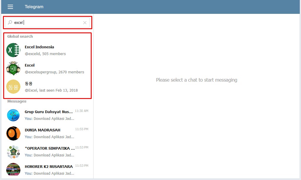 mencari grub di telegram