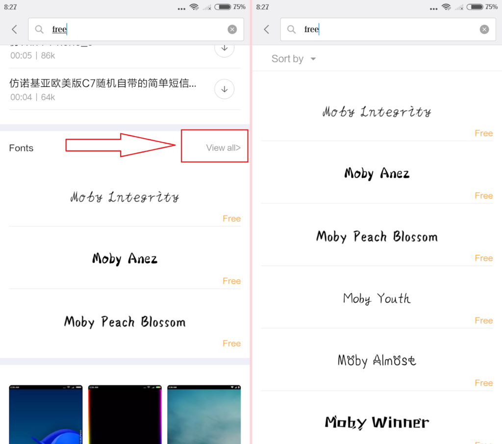 mengganti font xiaomi