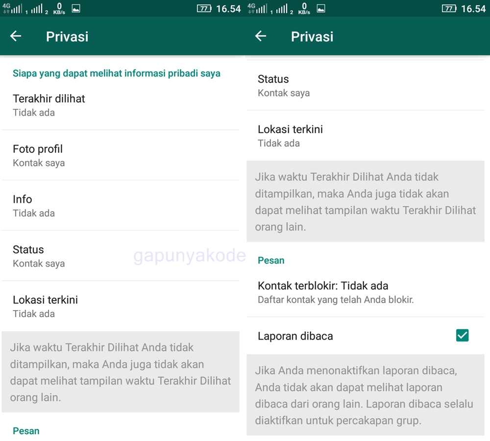 mengatur privasi di wa