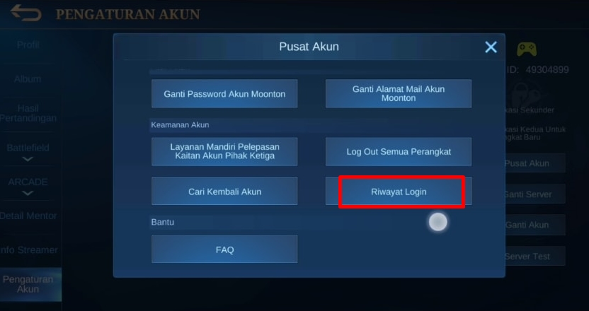 mengetahui riwayat login ML cara nengetahui dimana aja login ml