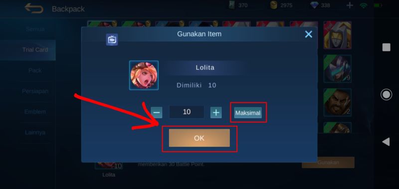 menjual hero di Mobile Legend