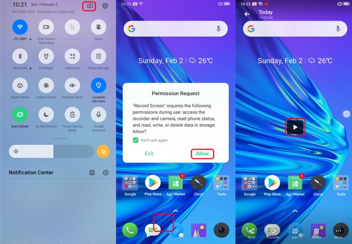 Setting Screen Recorder Realme