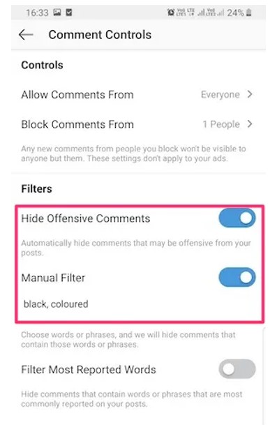 Filter Komentar Instagram
