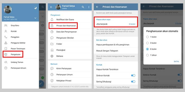 hapus akun telegram